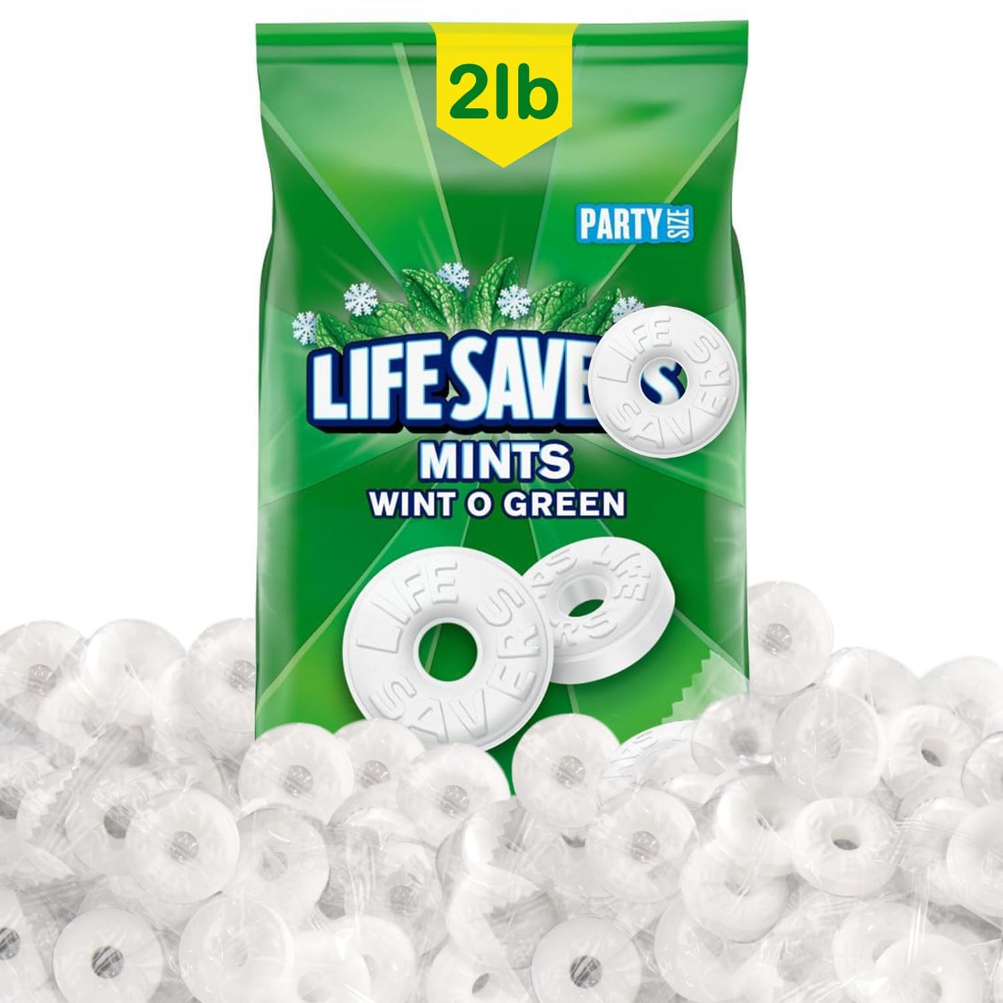 Classic Wint O Green Candy - 2LB Bulk Bag  Individually Wrapped for Freshness - Refreshing Wintermint Candies for Parties  Office   Candy Buffets  and Holiday Gifting