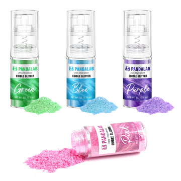 Edible Glitter Spray - Pink Blue Green Purple Food Grade Dessert Decorating Shimmering Glitter For Drinks, Cake, Fondant, Chocol