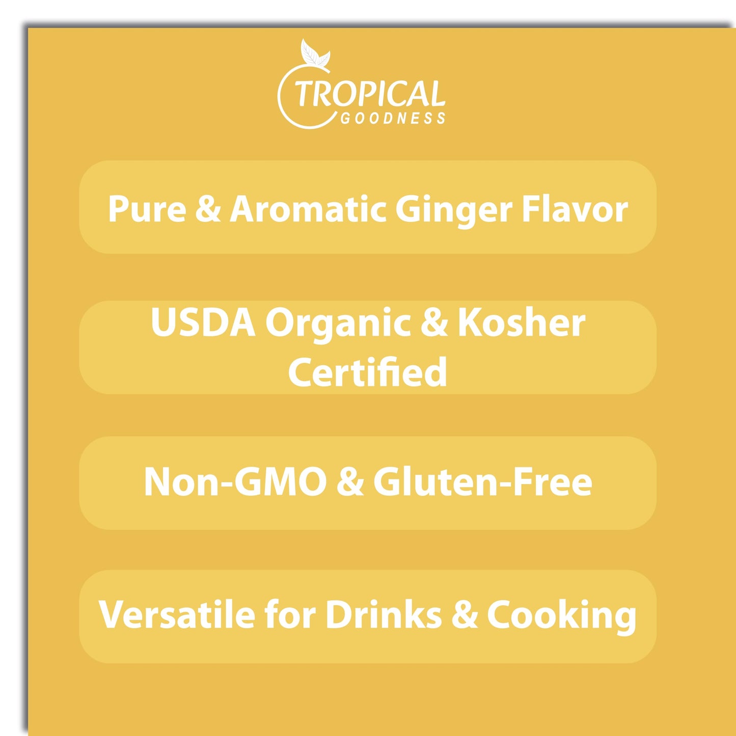 Tropical Goodness Ground Ginger Powder Organic 16Oz (1Lb), Usda & Kosher Certified, Authentic Tropical Flavour, Non-Gmo, Gluten-