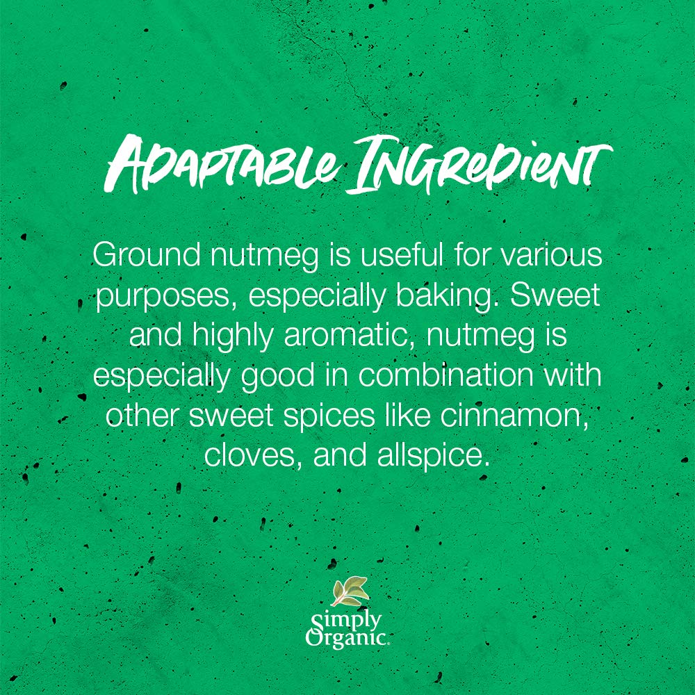 Simply Organic Ground Nutmeg, Certified Organic | 2.3 Oz | Pack Of 2 | Myristica Fragrans Houtt.