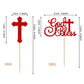 Rssta i Cupcake Toppers 24 Pack Glitter Cross Baptism Picks Red Paper Model XM052