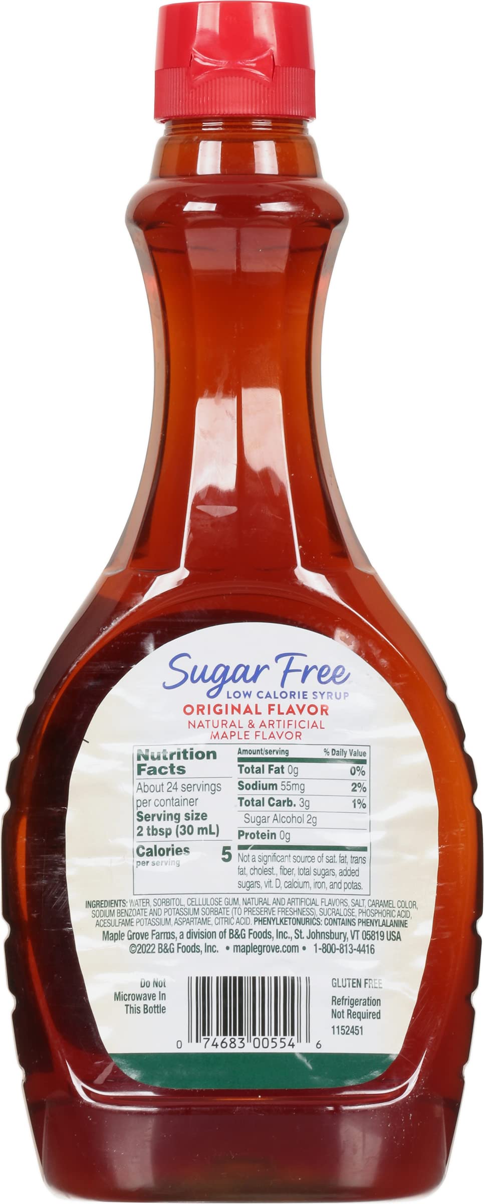 Maple Grove Farms Vermont Sugar Free Syrup, 24 Ounce [Pack of 3]