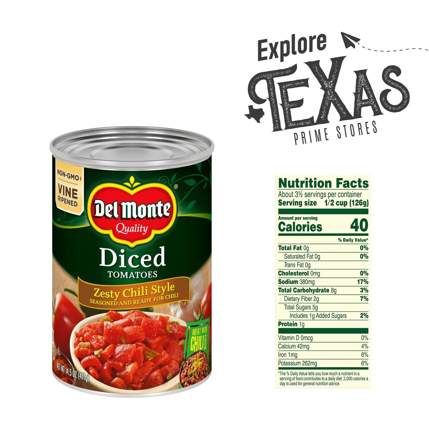 Del Monte - Lavinia Essentials Bundle: Tomatoes 12- Pack Of Diced Zesty Chili Style Canned Vegetables 14.5 Oz Can + 1 Utility Pr