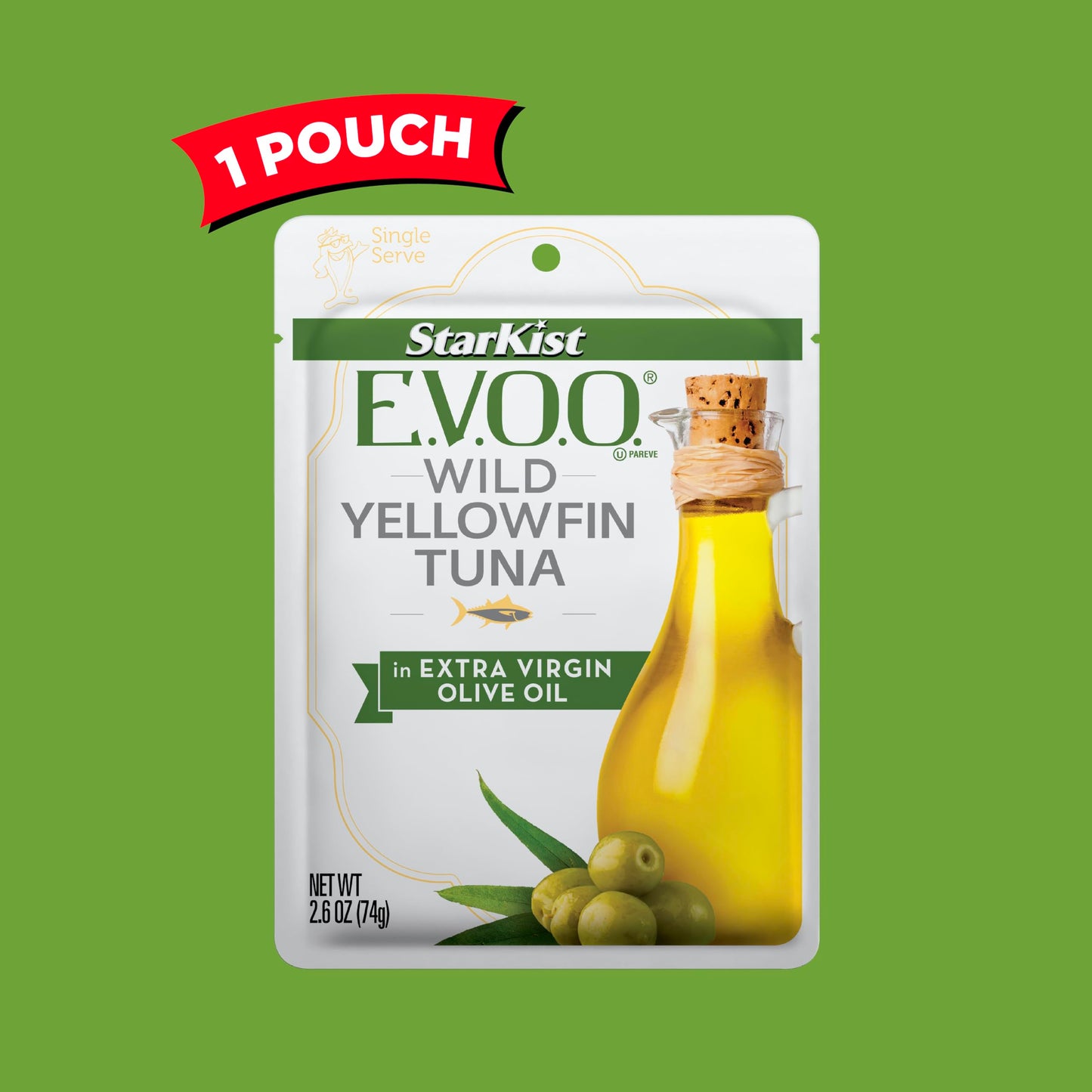 Starkist E.V.O.O. Yellowfin Tuna In Extra Virgin Olive Oil, Single Serve Pouch, 2.6 Oz