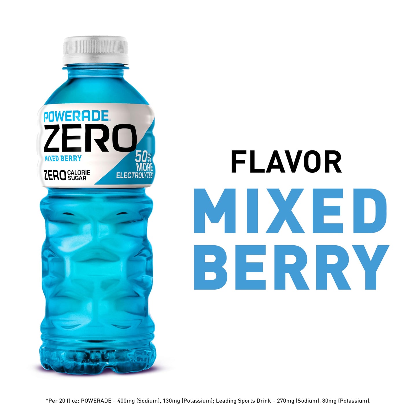 Powerade Electrolyte Enhanced Zero Sugar Mixed Berry Sports Drink, 20 Ounce (Pack Of 24)
