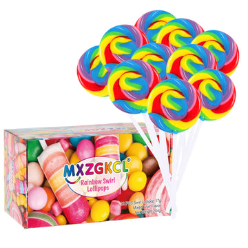 Big Size! 12 Pack Swirl Lollipop, Rainbow Twist and Swirl Lollipops Individually Wrapped Bulk, Kid's Lollipops Candy for Birthda