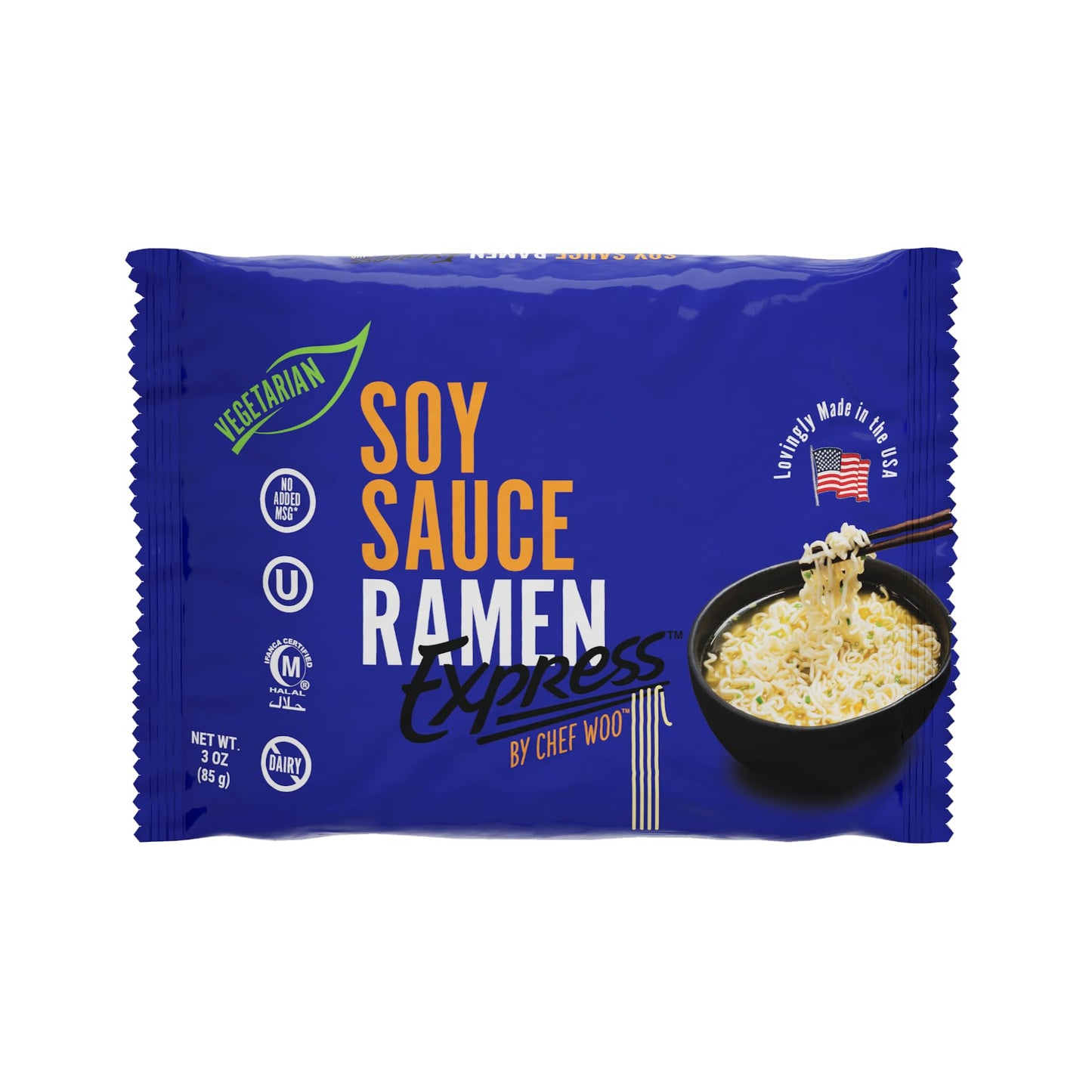 RAMEN EXPRESS Soy Sauce Flavor Ramen Noodles, 24 Pack, Vegetarian, Egg-Free, Dairy-Free, No MSG