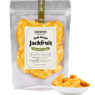 GROWTHY Soft Dried Jackfruit Chips – Healthy Snack, Gluten-Free, Vegan, 200g Resealable Bag