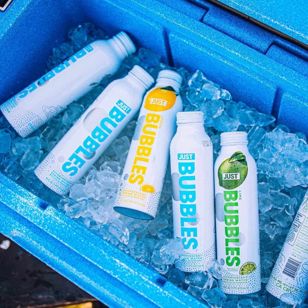 Just Bubbles Lime - Pure Premium Sparkling Spring Water In A Fully Recyclable Reusable Eco-Friendly Bottle - 100% Mountain-Sourc