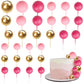 Rsstarxi Mini Balloons Cake Toppers, 30 PCS Foam Inserts for Baby Shower, Wedding, Kids Birthday Party, Red Gold Pink