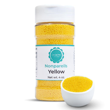 OCreme Nonpareils Sprinkles - 4oz Yellow Non Pareil Sprinkles - Colorful Sprinkles for Cake Decorating - Kosher Sprinkles for Ic