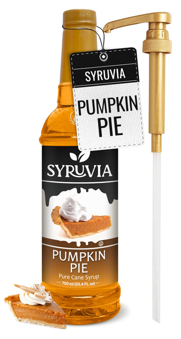 Syruvia Pumpkin Pie Syrup - Pumpkin Pie Coffee Syrup Flavor, 25.4 fl oz, Kosher, Gluten Free, Perfect for Coffee, Drinks, Soda, 