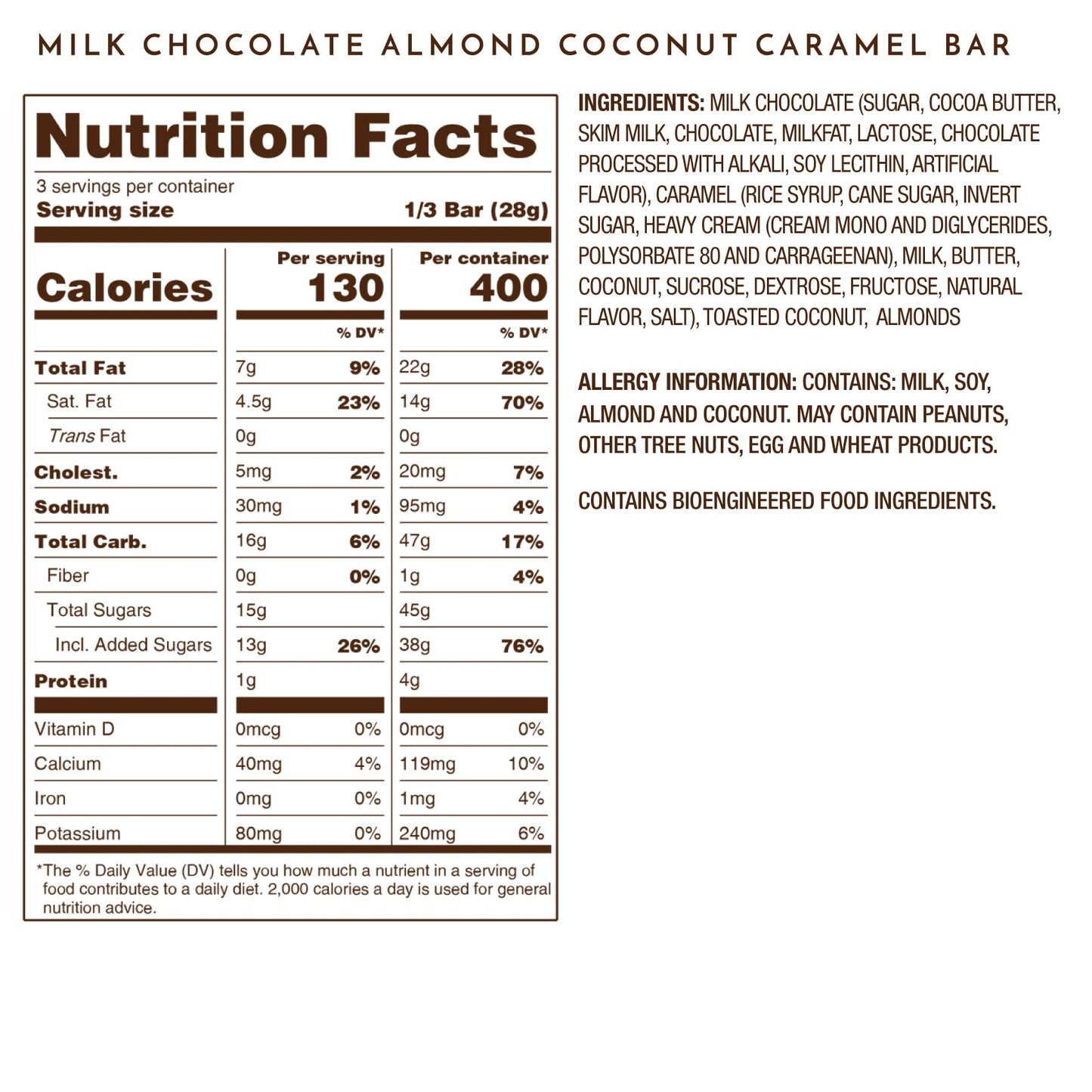 Ethel M Chocolates Small-Batch Gourmet Milk Chocolate Bar With Artisanal Coconut Caramel Soft Center And Topped With Roasted Alm