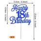 Rssta i Happy 18th Birthday Cake Topper, Glitter, 5.3x9.1 inches, Deep Blue, Model XM224-Deep Blue