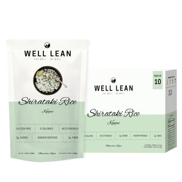 Well Lean Shirataki Konjac Rice - 10 Pack - For Quick Dinner Meals, Ideal for Keto, Paleo, and Low Carb Diets - Ready to Eat, Ri