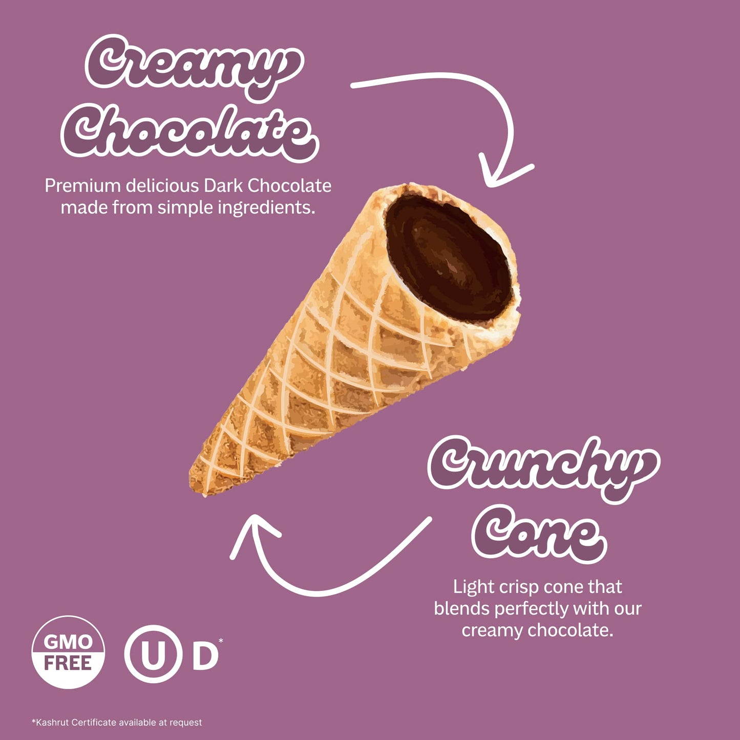Muddy Bites Waffle Cone Snacks Chocolate Filled Bite Sized Cones (Dark Chocolate, 5 Bags)