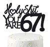 Happy 67th Birthday Cake Topper 67 Birthday Cake Toppers-Black Glitter, Funny 67th Cake Topper for Men For Women, 67th birthday 