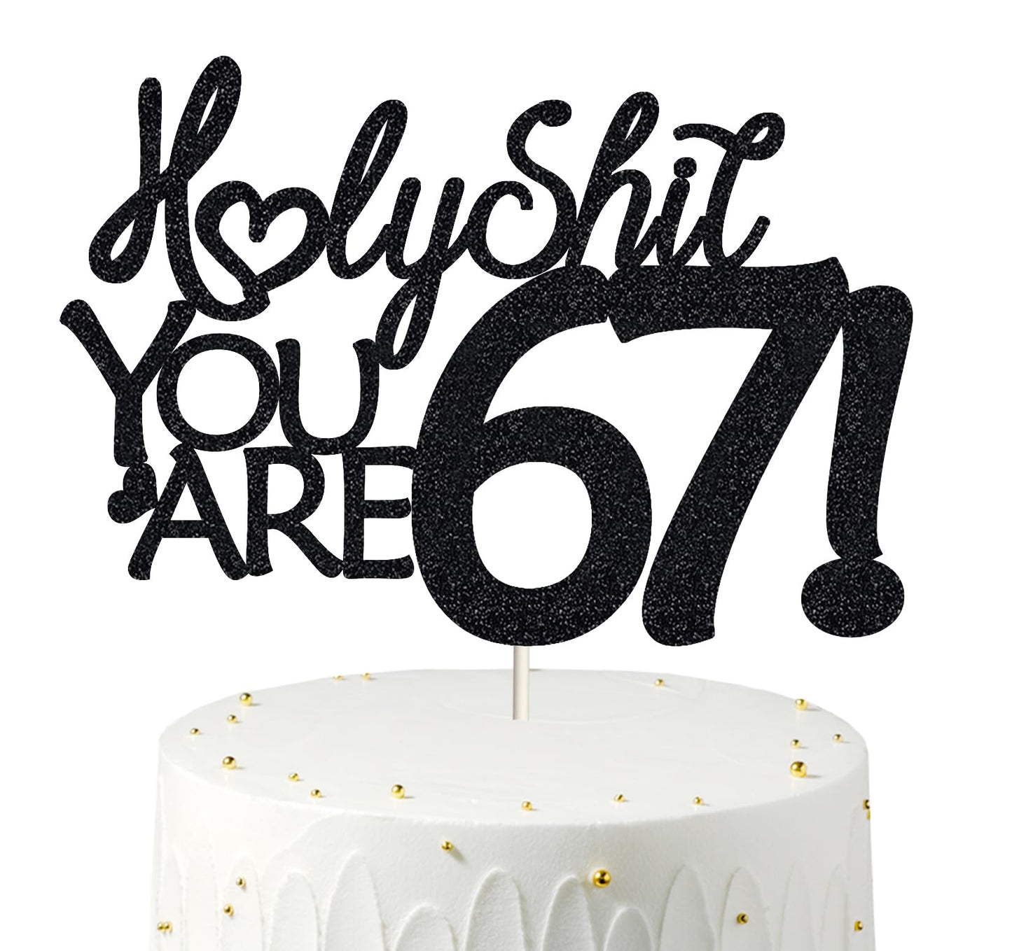 Happy 67th Birthday Cake Topper 67 Birthday Cake Toppers-Black Glitter, Funny 67th Cake Topper for Men For Women, 67th birthday 