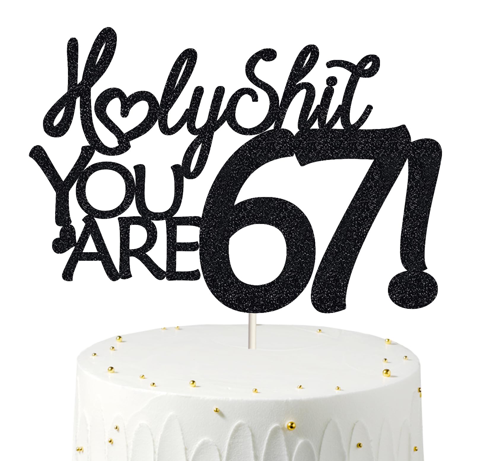 Happy 67th Birthday Cake Topper 67 Birthday Cake Toppers-Black Glitter, Funny 67th Cake Topper for Men For Women, 67th birthday 