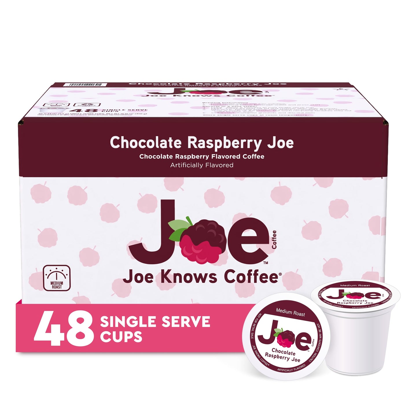 Joe Knows Coffee Single Serve Pods, Chocolate Raspberry Flavor, 48 Count