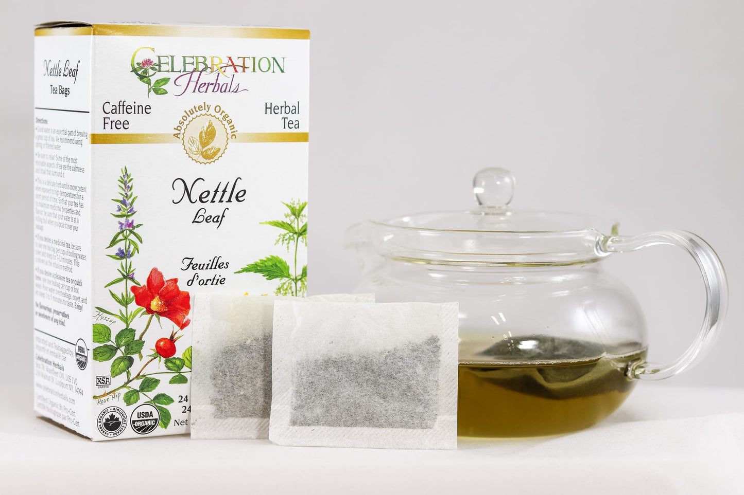 Celebration Herbals Organic Nettle Leaf Tea, Caffeine Free, 24 Herbal Tea Bags, 24 Count