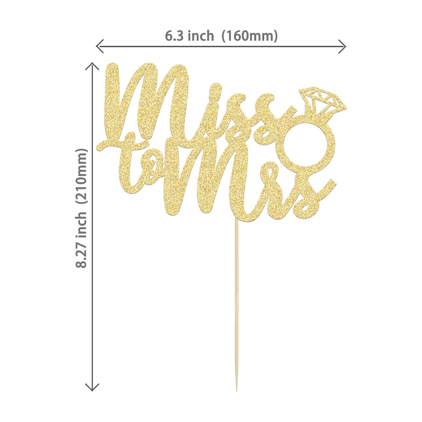1Pc Miss To Mrs Cake Topper Gold Glitter Wedding Bridal Shower With Ring Cake Decorations For Bridal Shower Wedding Engagement B