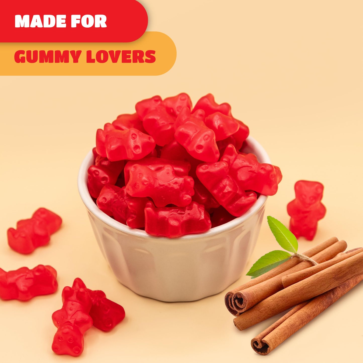 CRAZYOUTLET Juju Cinnamon Bears Gummy Candy - Chewy Cinnamon Flavor - 1 Pound Bag