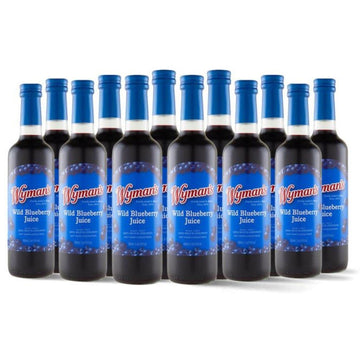 Wyman'S Wild Blueberry Juice, 100% Juice, No Sugar Added, Not From Concentrate, Glass Bottled, 500Ml (12 Pack)