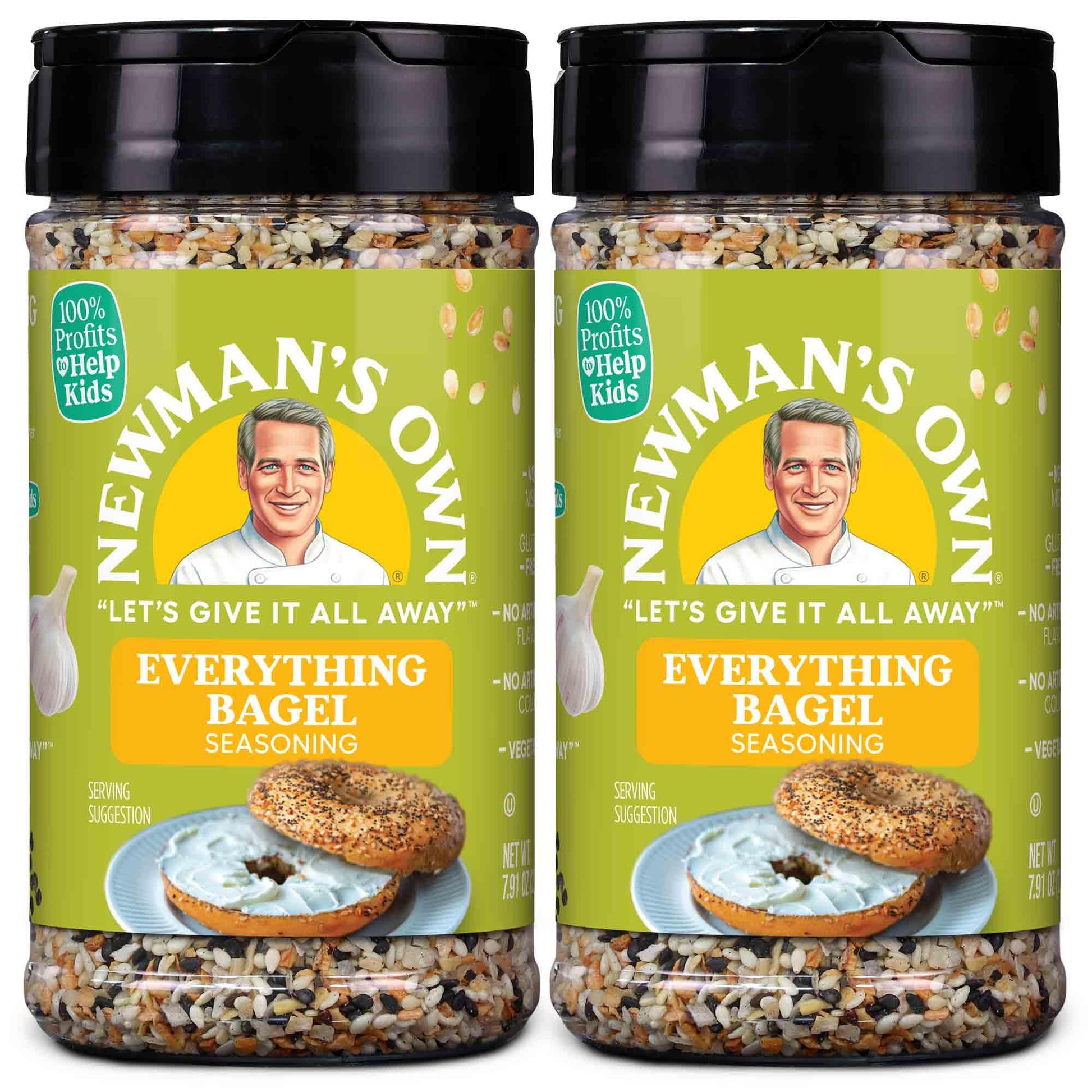 Newman's Own Everything Bagel Seasoning; Perfect Spices for Wraps, Eggs and Potato Salads; No MSG, Gluten Free; Kosher; 7.91 Oz.