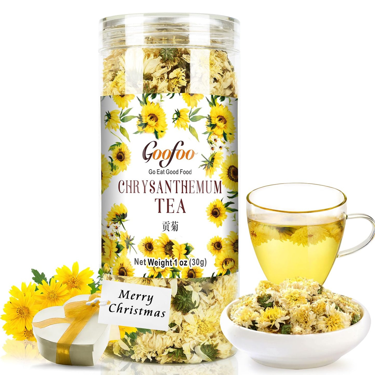 Chrysanthemum Tea, Gongju Edible Chinese Flowers, ??, Dried Whole Bulk Herbal Tea, Organic Natural, Ideal For Gift, 1 Oz