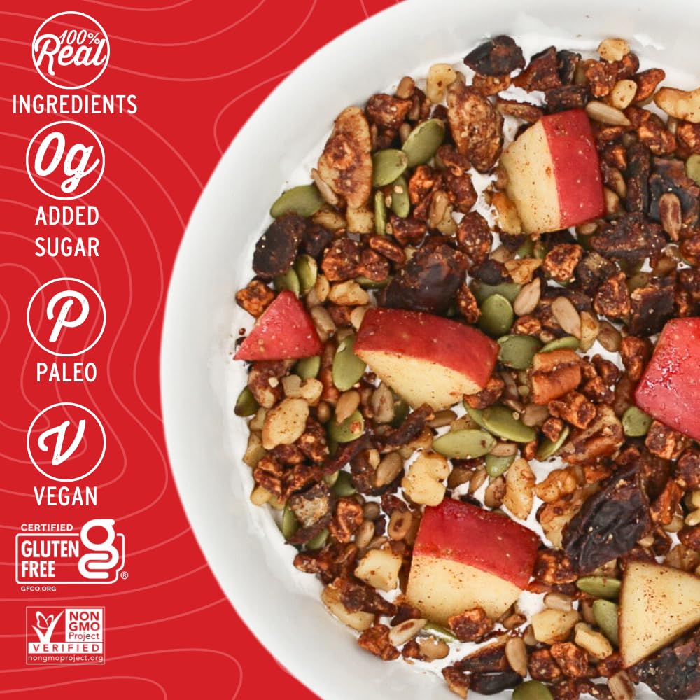 Wildway Keto Granola with Organic Ingredients | Apple Cinnamon | Grain-Free, Gluten-Free Cereal | Vegan, Low Carb & No Sugar Add