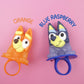 Galerie Bluey Lollipop Rings  Orange and Blue Raspberry Flavored  Individually Wrapped Party Favor Candy  Box of 18