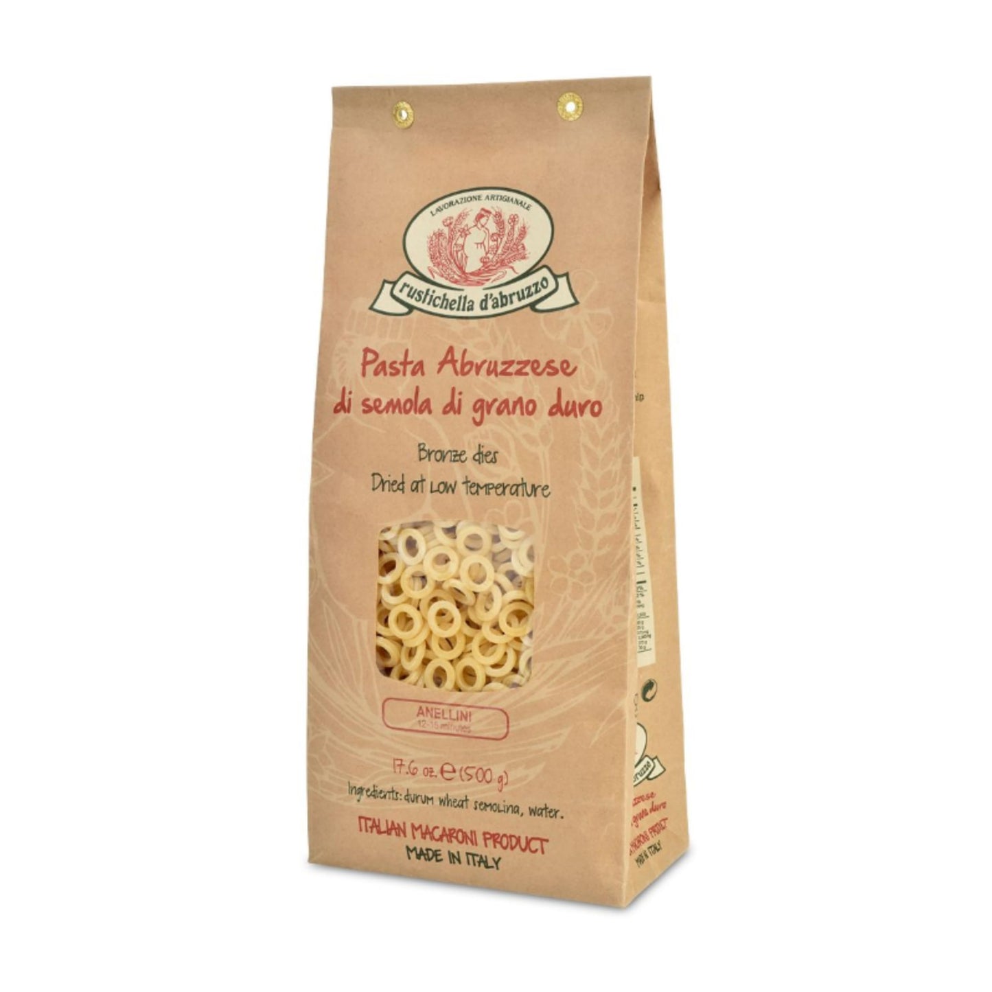 Rustichella dAbruzzo Anellini Pasta - Artisan Crafted for Soups - 17.5 Ounce