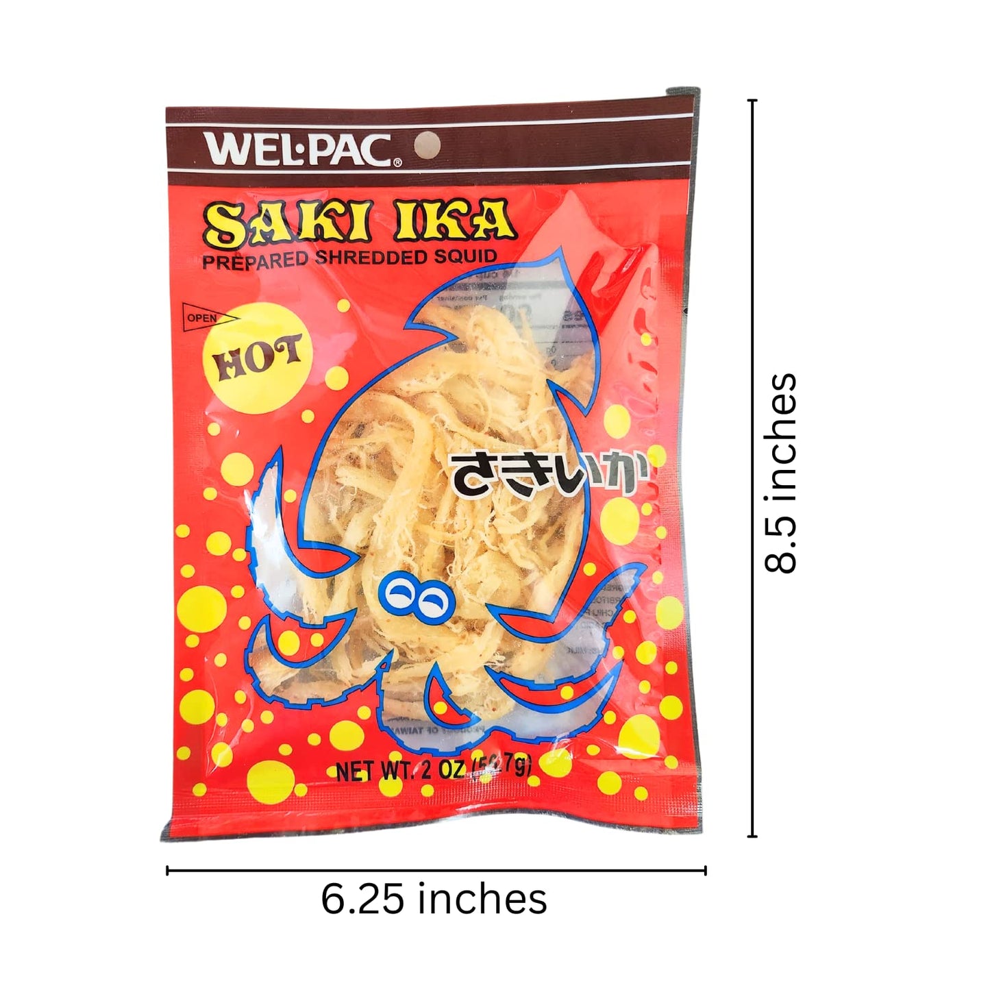 Wel Pac Saki Ika Prepared Shredded Squid 2Oz (56.7) Bag (2 Packs) With 2 Gosutoys Stickers