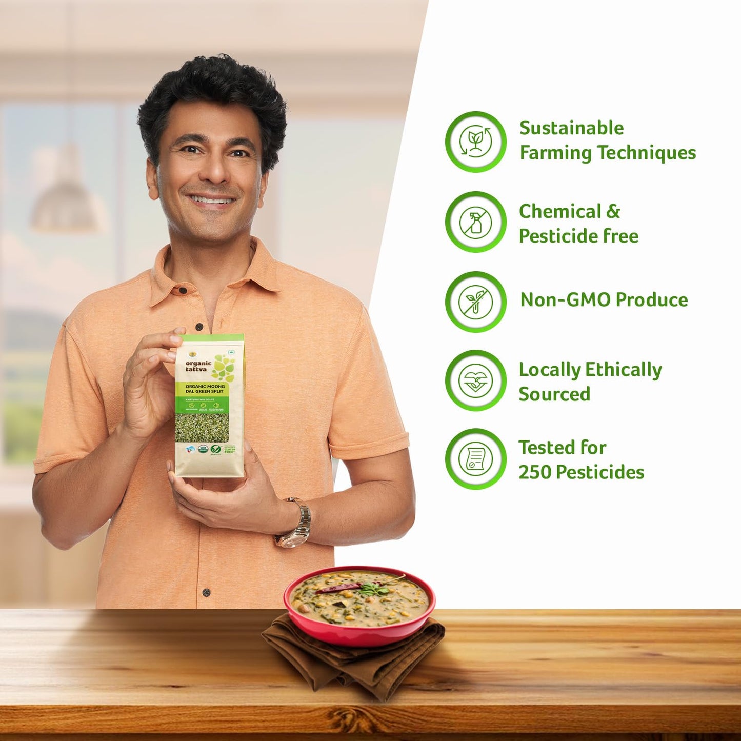 Organic Tattva, Organic Green Moong Dal Split - 500 Gram | 100% Vegan, Gluten Free And No Preservatives