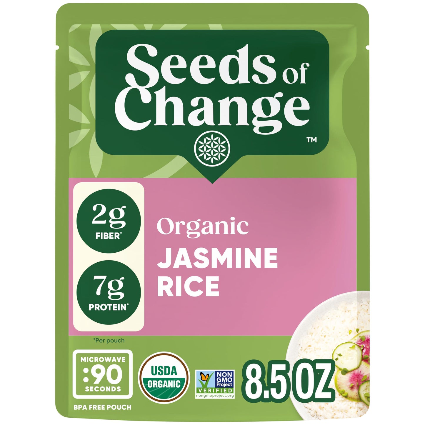 SEEDS OF CHANGE Certified Organic Jasmine Rice, Organic Food, 8.5 OZ Pouch