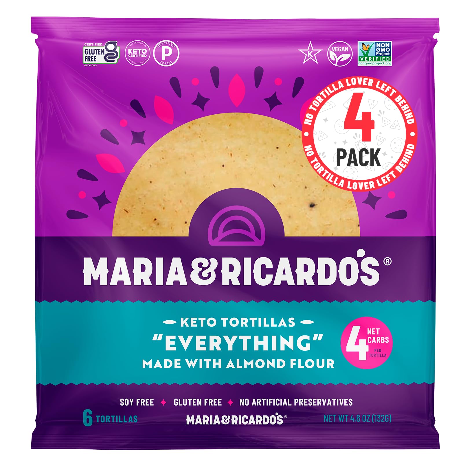 Maria & Ricardo s KETO Tortillas | Almond  Everything Seasoning  | Low Carb | Grain Free | Paleo | Non GMO | Vegan | Gluten F
