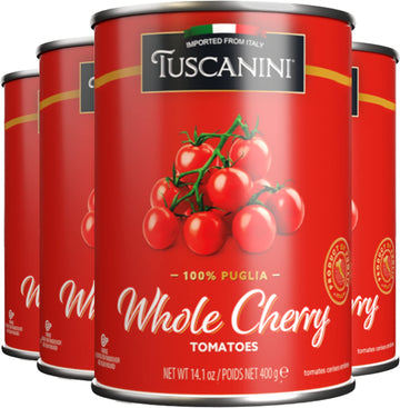 Tuscanini Whole Cherry Tomatoes 14.1oz (4 Pack) | Imported From Italy, Delicious Taste & Texture, BPA Free Lined Can, Kosher for