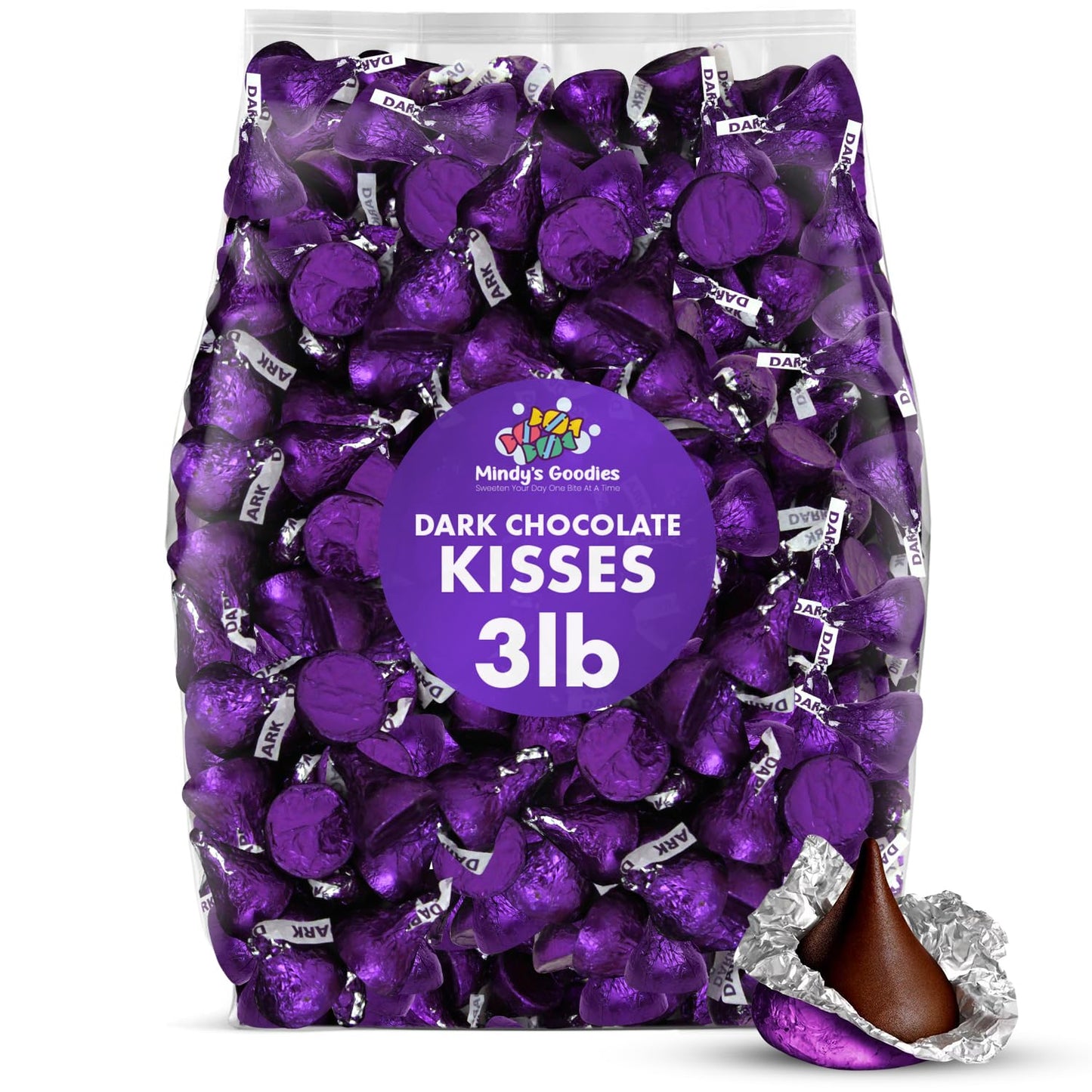 Dark Chocolate Kisses, 3lb Pack of Dark Chocolate Individually Wrapped, Ideal Purple Candy Bulk for Parties and Gatherings, Perf