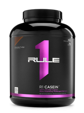 Rule 1 R1 Casein, Chocolate Fudge - 3.97 Pounds - 25g of Slow-Release Protein - 53 Servings