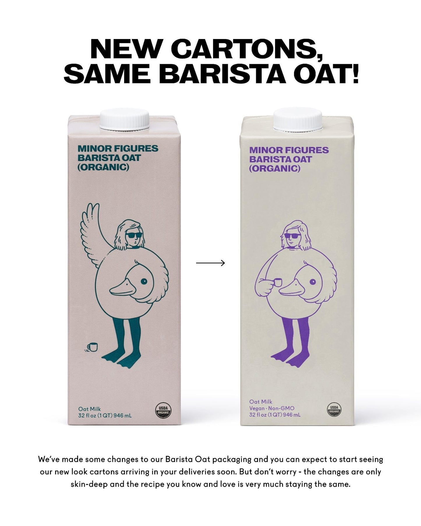 Minor Figures Oat Milk Organic Barista Standard Unsweetened 32 Fl Oz (Pack of 6) Vegan Non-GMO Dairy-Free