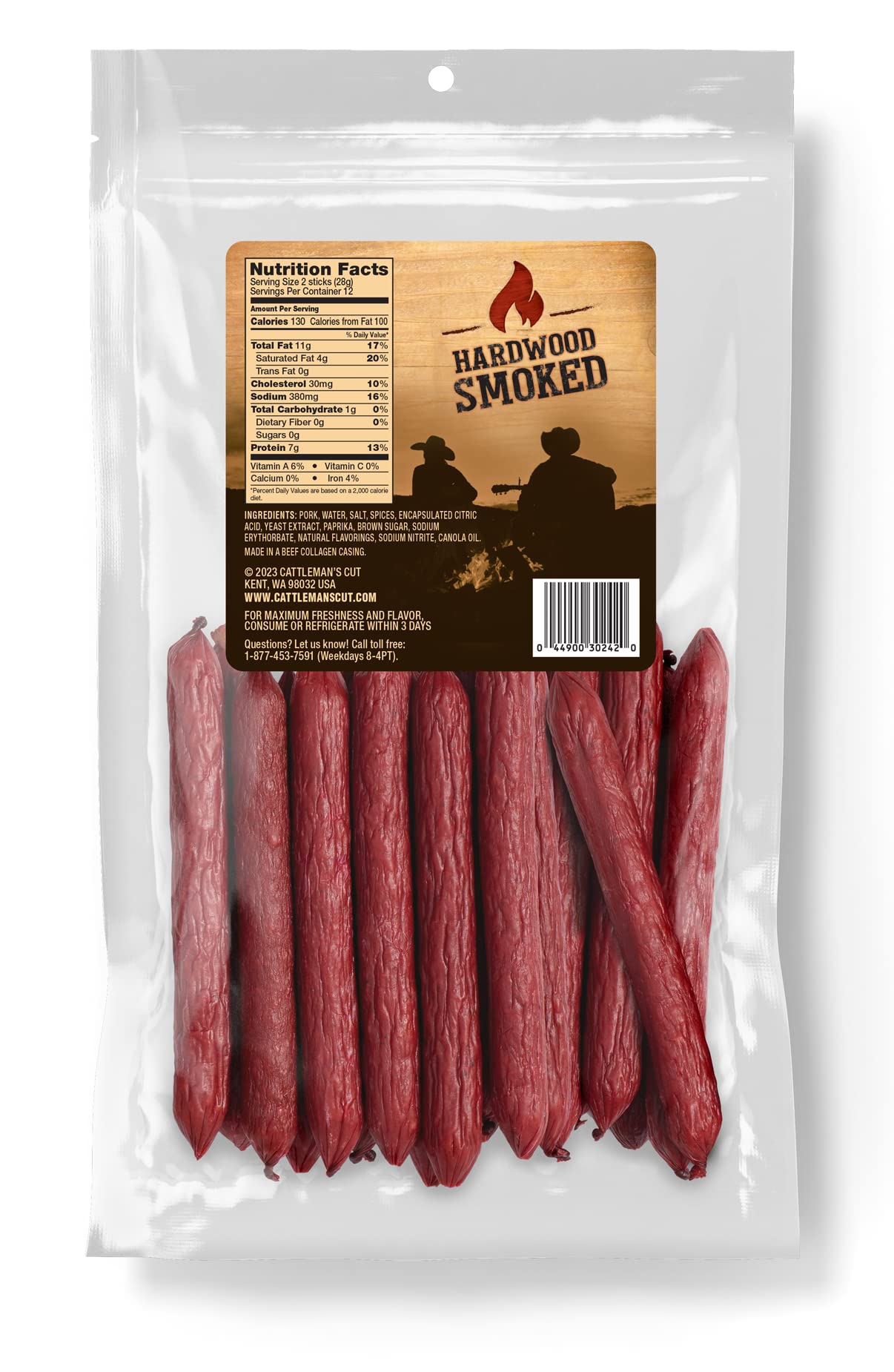 CATTLEMANS CUT Spicy Double Smoked Sausages, 12 Ounce, Pack of 1, Model 53447