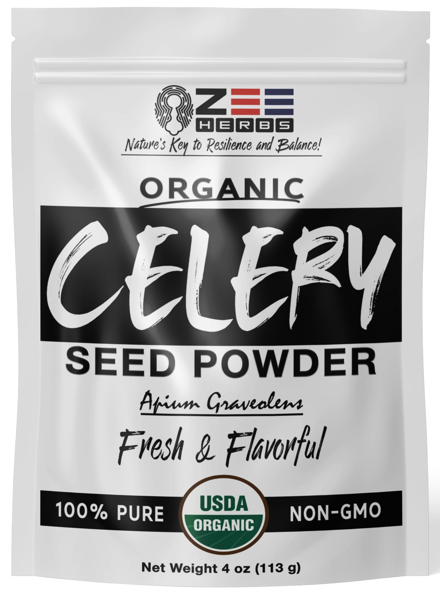 Organic Celery Seed Powder, Apium graveolens Fresh and Flavorful - ZeeHERBS (4 oz)