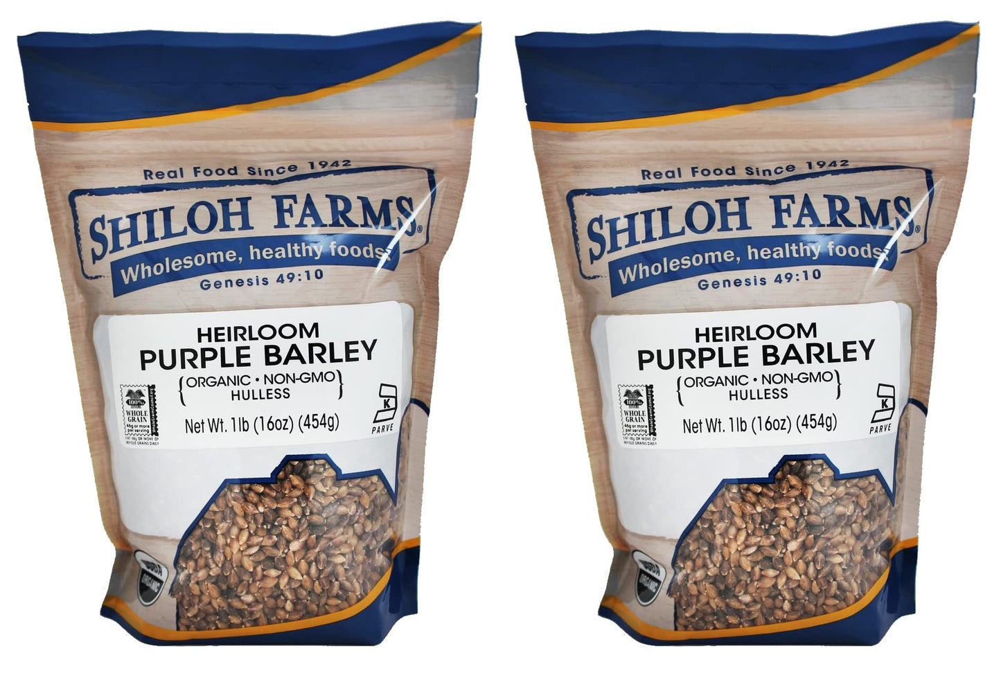Shiloh Farms Heirloom Organic Hulless Purple Barley - Whole Grain - 16 Ounce Bag (Pack of 2) - ONE OF THE MOST NUTRITIOUS GRAINS