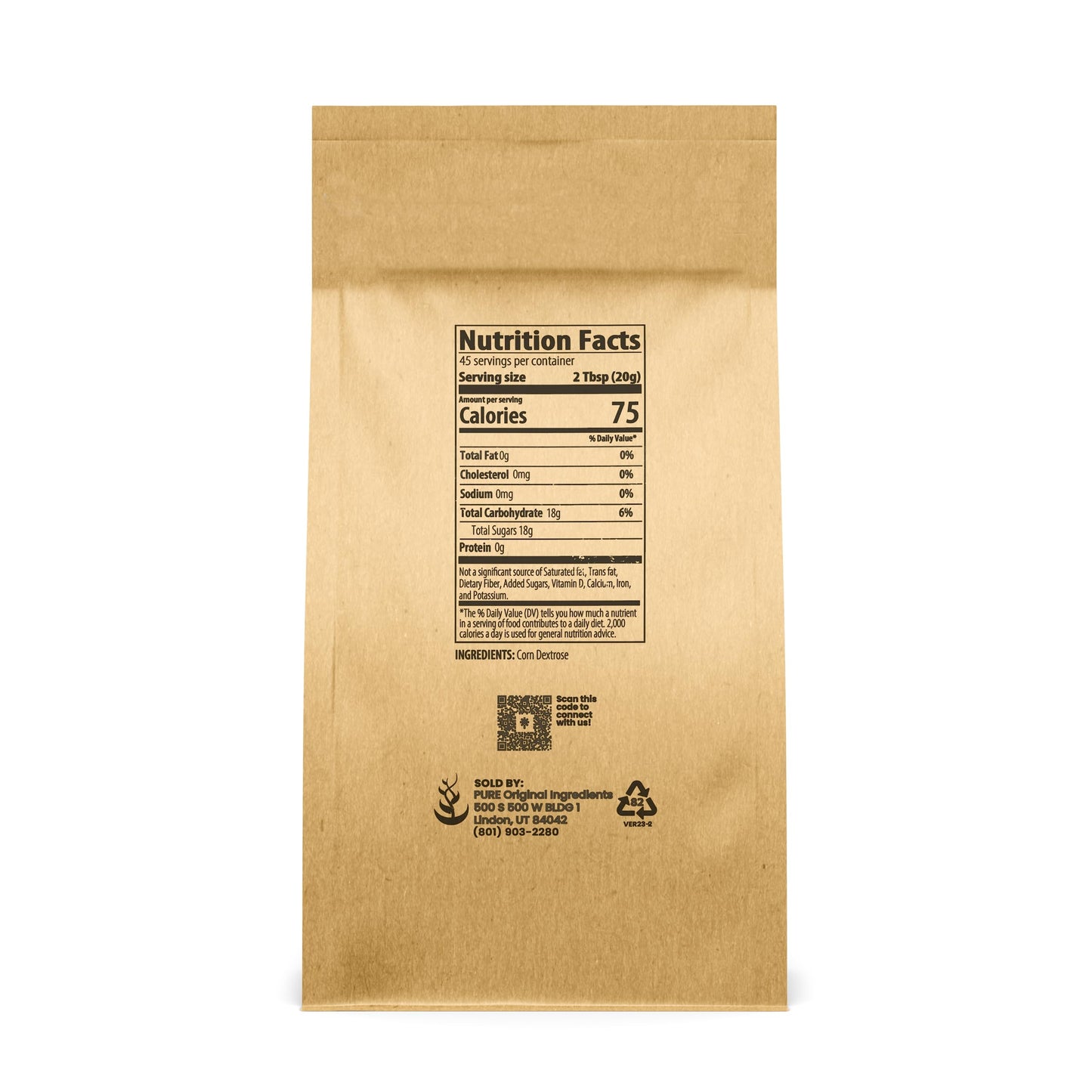 Pure Original Ingredients Dextrose (2 lb.), Sugar Replacement Sweetener For Shakes or Baking,