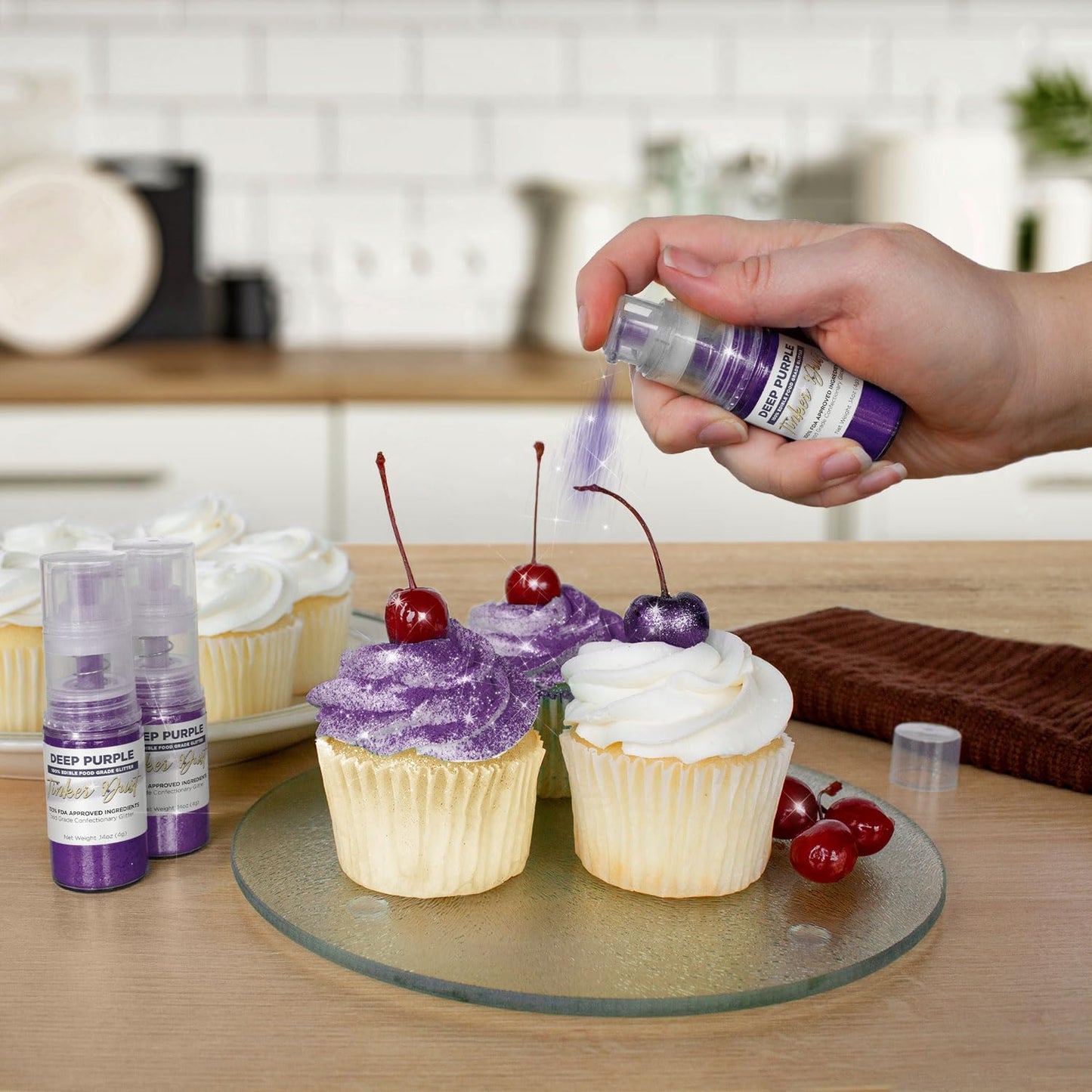 Tinker Dust - Deep Purple (4G, 1X Mini Pump) Edible Glitter For Desserts, Beverages, Cupcakes, Cake Pops And Cookies By Bakell