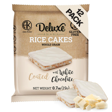 Deluxe & Bla Bla Chocolate Covered Rice Cakes 12 Pack - Whole Grain, Gluten-Free, Kosher, Low-Calorie Snack - Coated with White 