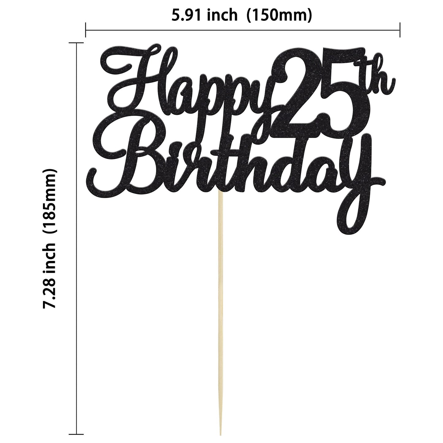 Gyufise 1Pc Happy 25Th Birthday Cake Topper Glitter 25Th Birthday Cake Pick Cheers To 25 Years Old Twenty Five Fabulous Cake Dec