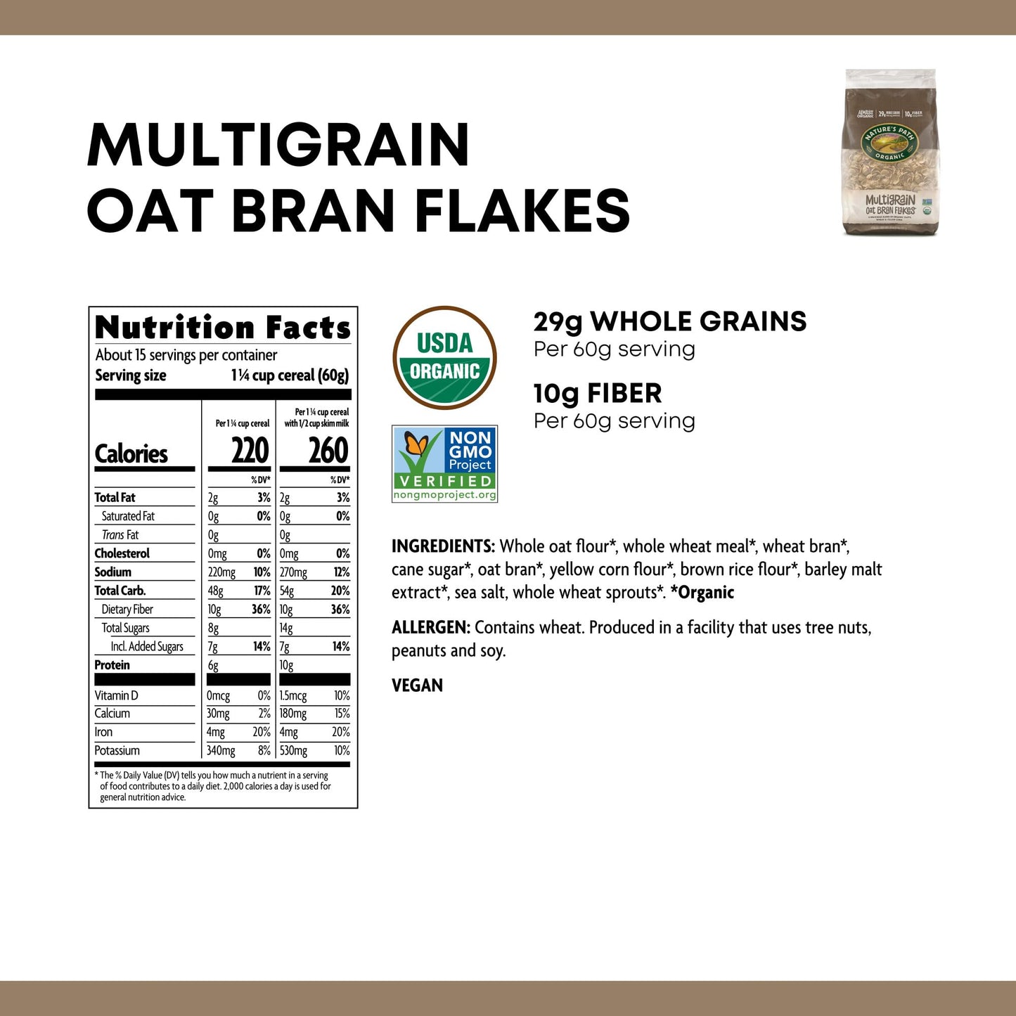 Nature'S Path Organic Cereal, Multigrain Oat Bran, 32 Oz Bag (Pack Of 6)