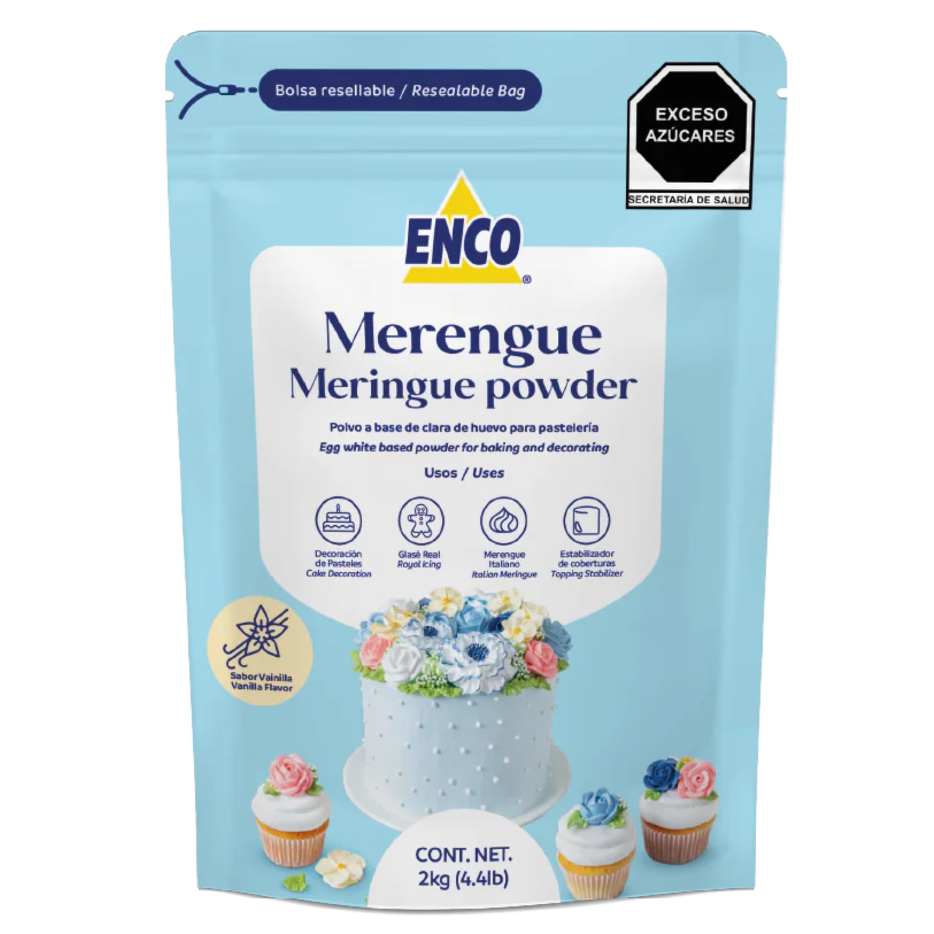 ENCO Meringue Powder 4.4 lb: Perfect for Royal Icing, Meringue Cookies, American Buttercream & more - Vanilla Flavor